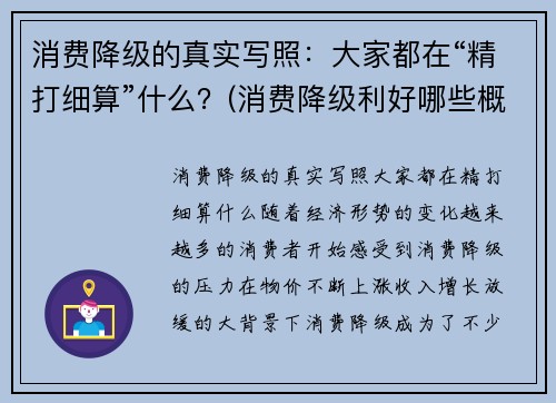 消费降级的真实写照：大家都在“精打细算”什么？(消费降级利好哪些概念股)